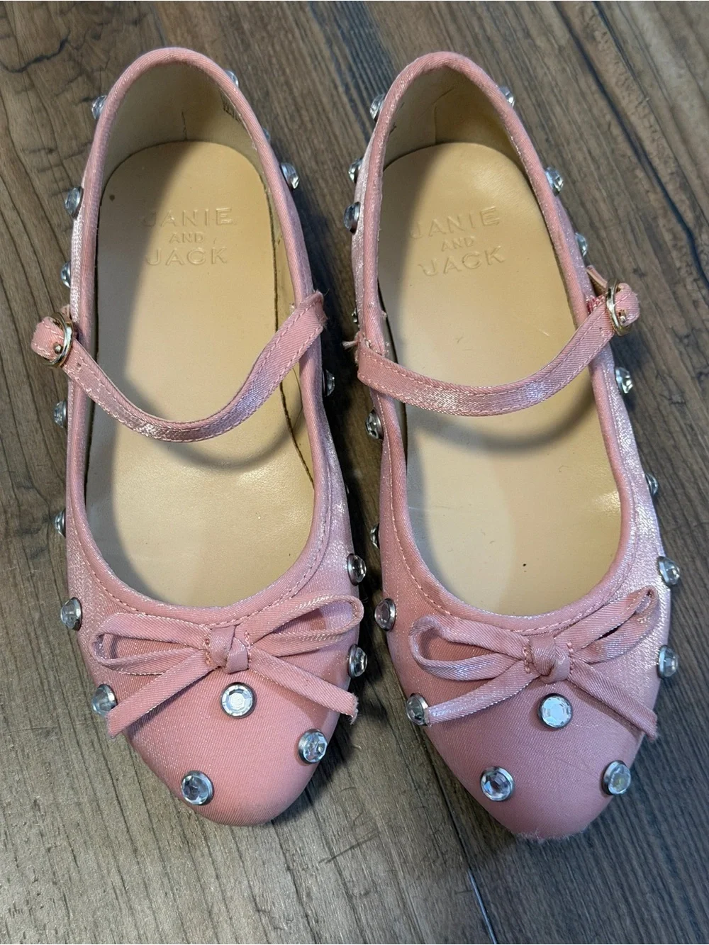 Janie and Jack Girls Pink Jewel Mary Jane Dress Flats with Bow